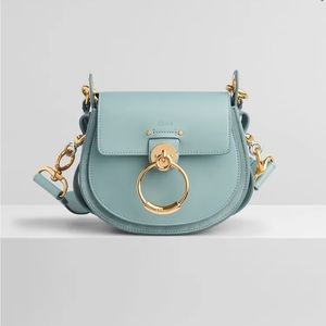 RARE Chloe Tess Small Faded Blue Leather & Suede Crossbody Designer Bag Luxury